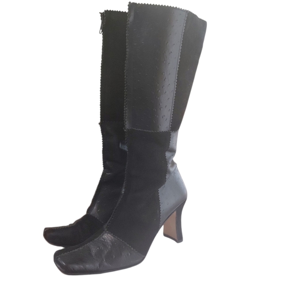 COUP D’ETAT Black Leather And Suede High Heeled Boots Size 5 - Picture 10 of 10